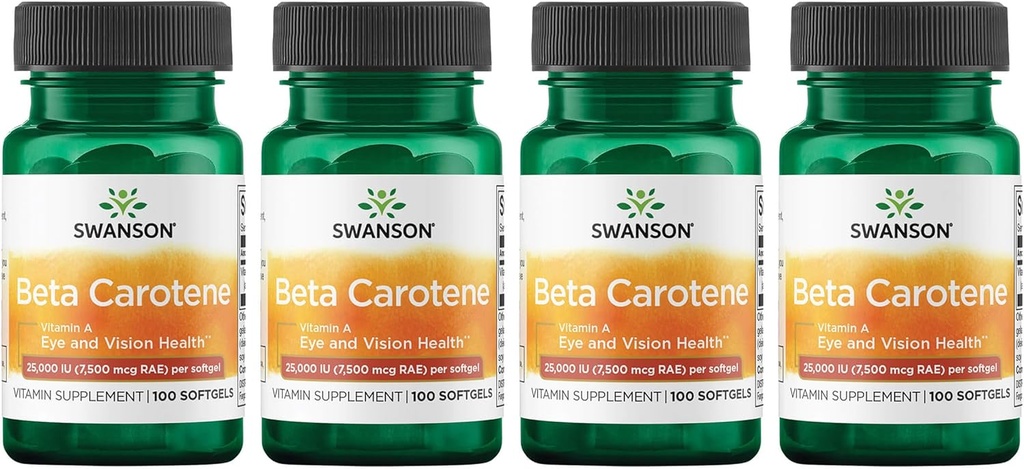 Swanson Beta-Caroteno (Vitamina A) 25000 Iu (7500 mcg) 100 Sgels (4 Embalagem)