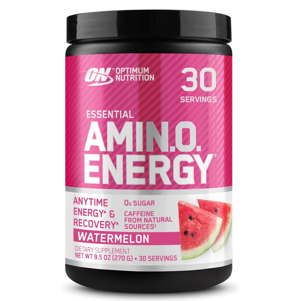 Optimum Nutrition Amino Energy - Pré-treino com chá verde, BCAA, Aminoácidos, Keto Friendly, Extrato de café verde, Pó de Energia - Melancia, 30 Servings (Packaging May Vary)