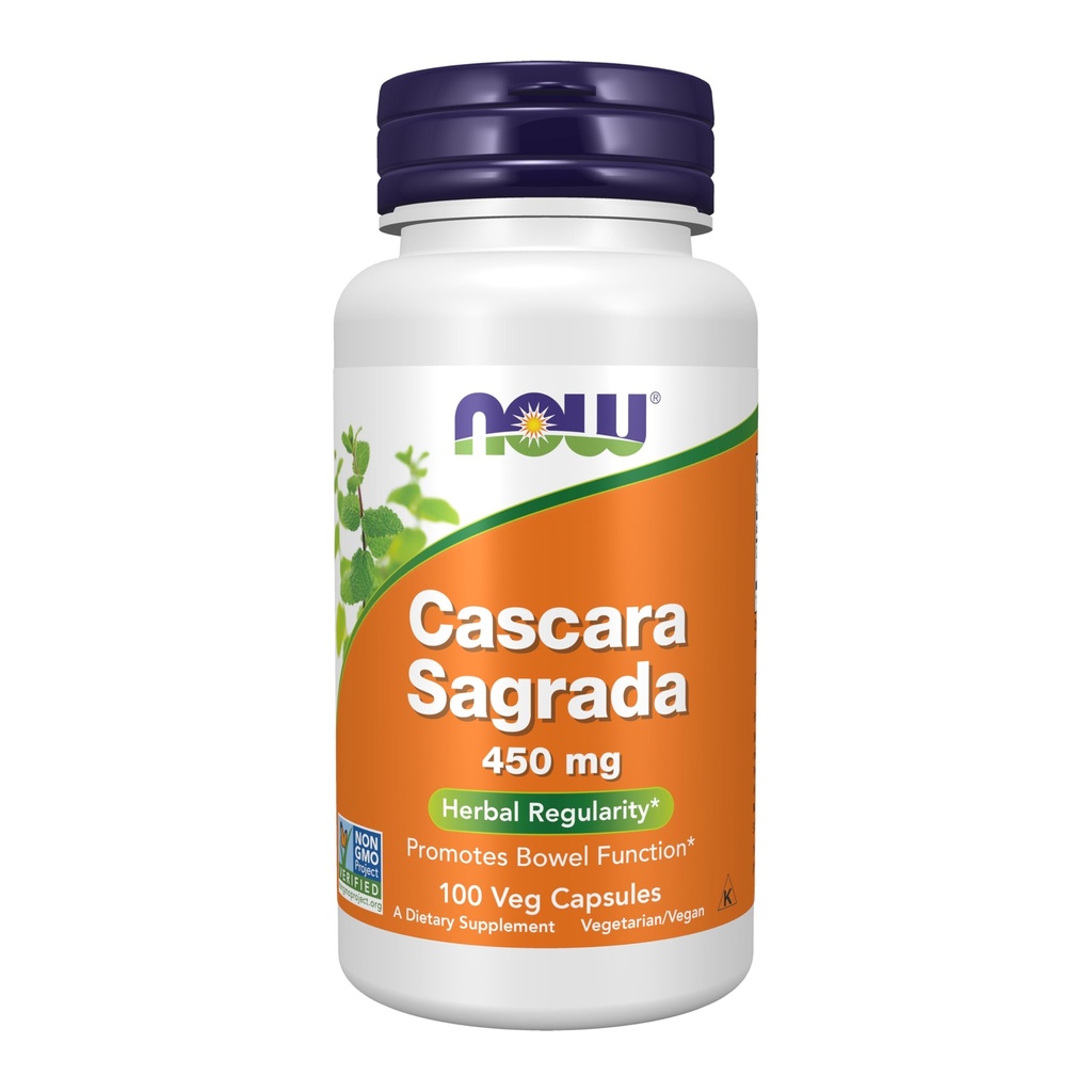 Now Foods Supplements, Cascara Sagrada (Rhamnus purshiana) 450 mg, Herbal Regularity*, 100 Veg Cápsulas