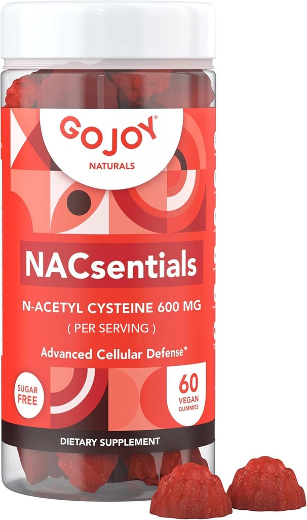 GOJOY NACsentials 7-em-1 NAC Gummies 600mg – Suporta Glutationa, Fígado & Bem-Estar antioxidante – N-Acetil Cysteine com vitamina C, ALA, Quercetina e Astaxantina – Vegan, Açúcar-livre