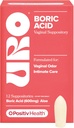 O Positiv URO ácido bórico Supositório vaginal – com ácido láctico, e Aloe para rápido alívio e controle Odor vaginal – Vegan, livre de parabenos, tintas e fragrâncias – 12 Conde (Pacote de 1)