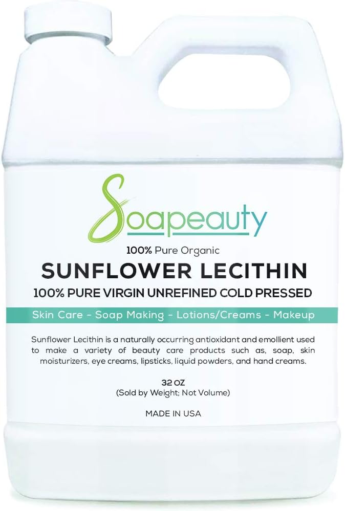 Óleo Líquido de Lecitina de Girassol (Sunflower Liquid Oil) Pressionado a Frio Não Refinado (PUS) Grau Unbleached 100% Puro Natural Óleo de Lecitina de Girassol (Skin Moisturizer), Saboneteira, Loção