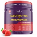 Keto Vitals Antioxidante Eletrólitos em Pó - Eletrólitos de Mistura com Potássio, Magnésio, Sódio, Cálcio, Eletrólitos de Keto Suplemento Energia Mistura de Bebidas, Zero calorias, Zero carboidratos