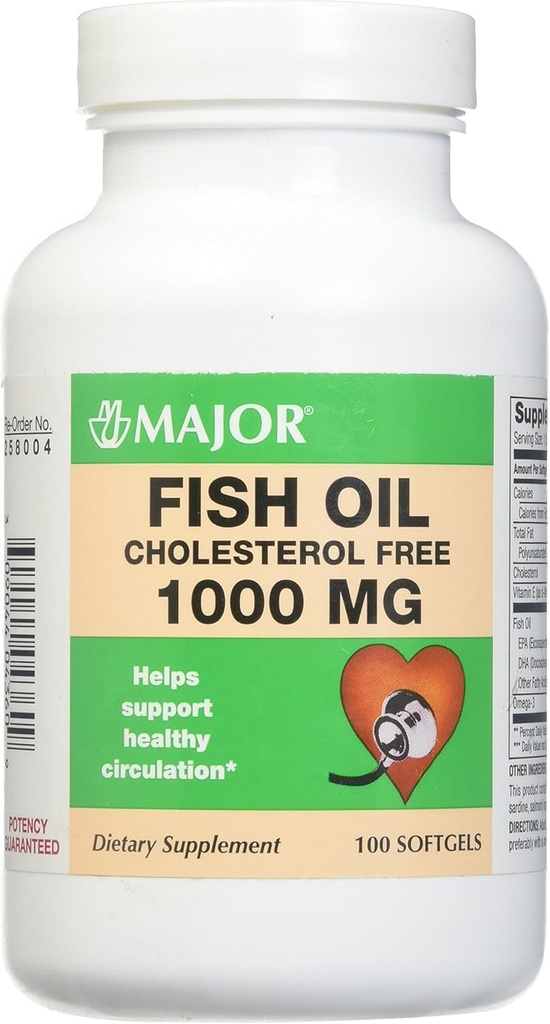 Major Omega-3 óleo de peixe - Suplemento de óleo de peixe 1000mg - 100 Softgels