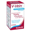 HealthAid V-Vein, Nutrientes benéficos para circulação saudável para pernas e pés, 60ct, Uma vez por dia, contém Ginkgo, Sementes de uva, Vitamina C e Bilberry, Vegan