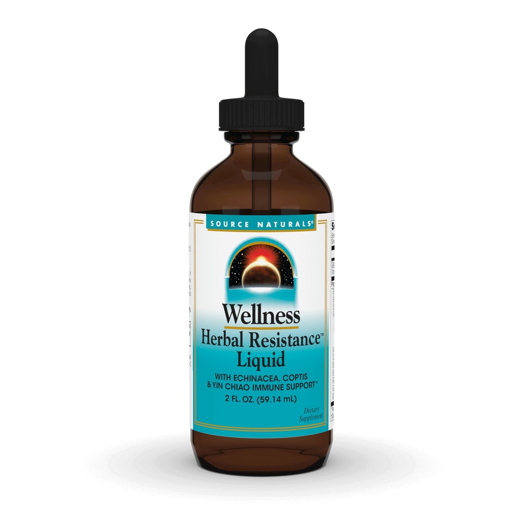 Fonte Naturals Wellness Herbal Resistance Liquid - com Echinacea, Coptis, e Yin Chiao, Immune Support* - 2 Fluid oz
