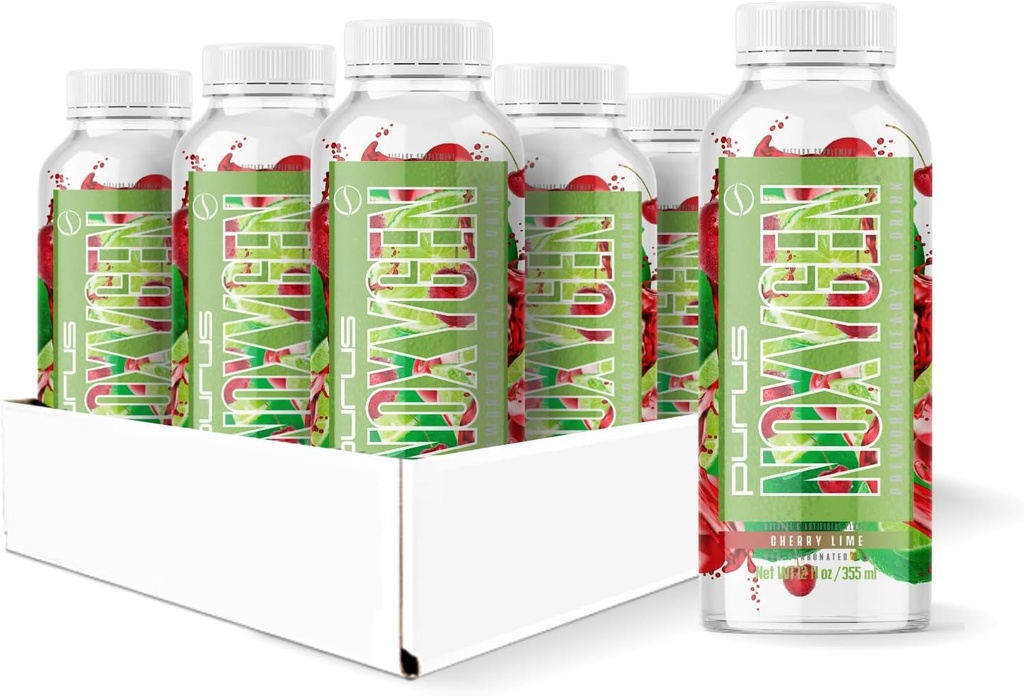 Purus Labs NOXygen Pronto para Beber (RTD) Pré-Esclarecimento Bomba, Energia, e Desempenho 0 Açúcares 200mg Cafeína Pacote de 12 (Cereja Lima)