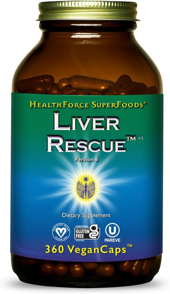 HealthForce SuperFoods Fígado Resgate - Liver Natural Cleanse - com cardo de leite & raiz de dente de leão - Gluten-Free & Vegan - 360 Cápsulas
