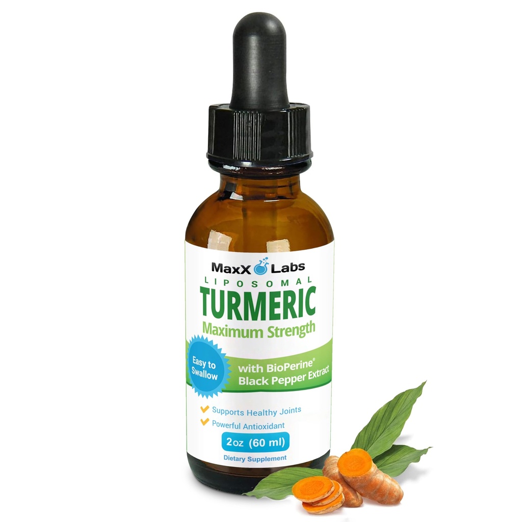 Suplementos Líquidos Turméricos - Curcumina Turmérica com Extrato de Pimenta Negra - Maior Potência 800mg - Antioxidante - Suplementos Tuméricos w/Bioperina - Não-GMO - 2 Fl Oz