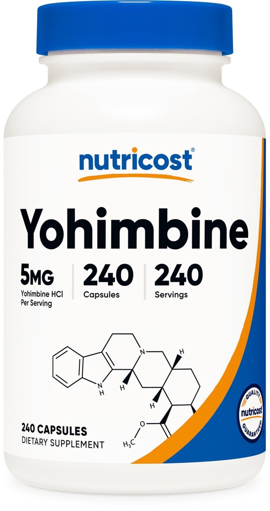 Nutricost Yohimbine HCl 5mg, 240 Cápsulas Concentração extra - Sem glúten, Não-GMO