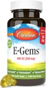 Carlson - E-Gems 400 UI (268 mg), Vitamina E de origem natural, Optimal Wellness, 140 Geles Macios