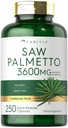 Carlyle Saw Palmetto para homens e mulheres 3600 mg 250 Cápsulas de extrato de ervas Suplemento Serenoa Repens
