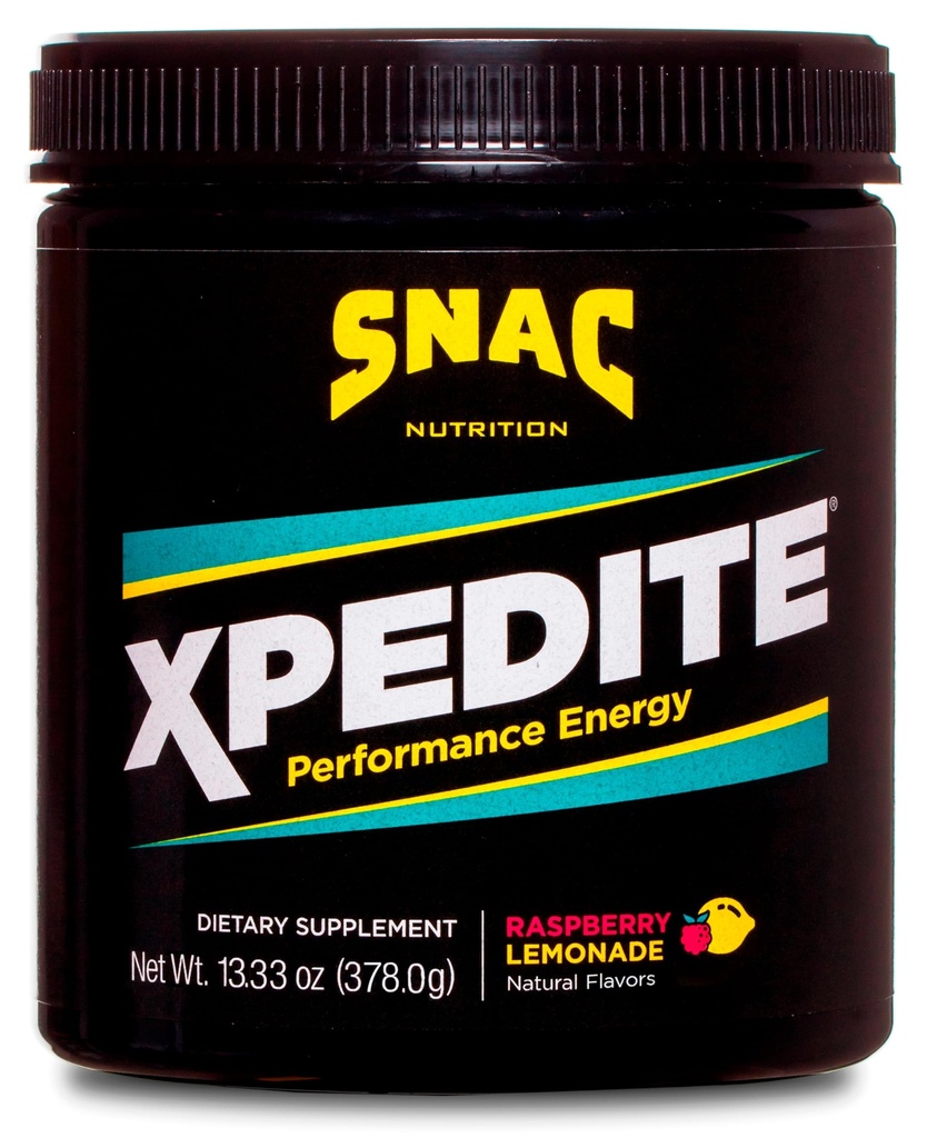 SNAC XPEDITE - Pré-treino Performance Drink Supplement, Promove Energia e Foco, Impulsor de Óxido Nítrico e Termogênico, L-Carnitina, Beta Alanine, Framboesa Limonada Pó, (24 Servões)