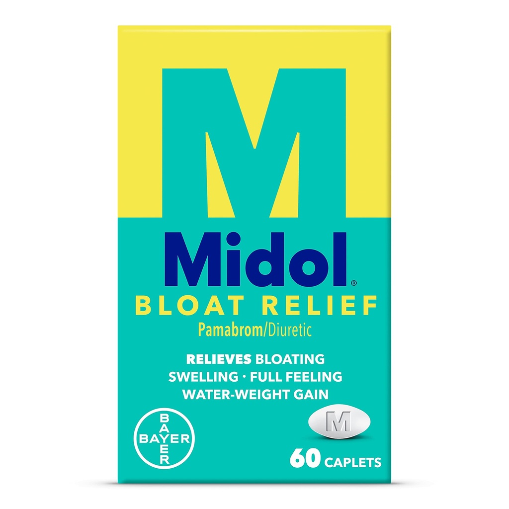 Midol Bloat Relief Caplets com Pamabrom, aliviar sintomas de inchaço antes e durante o seu período, fornece até 6 horas de alívio para as mulheres, 60 Conde