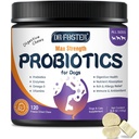 Probióticos para cães, Probióticos do cão congelado-secados e Enzimas Digestivas, Mais Omega-3 para Pele Comichão, 3 em-1 Prebióticos para Saúde Digestiva, Vitaminas e Suplementos para Saúde Imune, 120 Mordidas