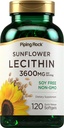 Piping Rock girassol Lecithin Softgel Cápsulas .3600 mg , 120 Contagem rica em Fosfatidilcolina , sem soja, sem OGM, sem glúten