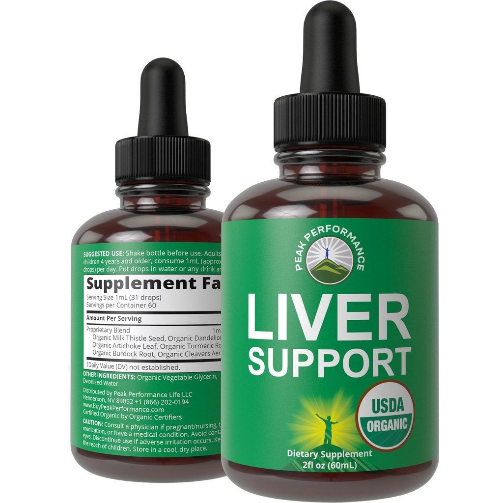 USDA Organic Liver Cleanse Detox & Repair. 6-em-1 gotas líquidas com cardo de leite orgânico, extrato de alcachofra, e mais. Zero açúcar, suporte de saúde do fígado Tintura Suplemento Alternativa para Cápsulas
