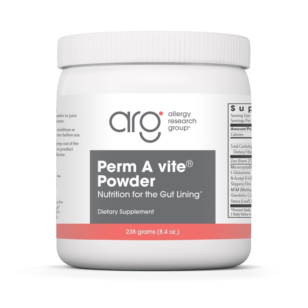 Grupo de Investigação em Alergia Perm A Vite Powder - Gut Health for Men & Women, L-Glutamina, Slippery Elm - 8.4 Oz