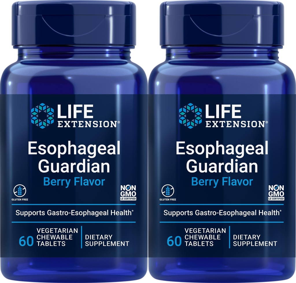 Extensão de vida Guardian esofageal, 60 comprimidos mastigáveis vegetarianos (Pack of 2)