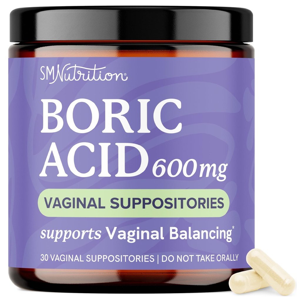 Supositórios de ácido bórico para as mulheres 600mg PH Balance, Vaginal Odor & Comichão □ Higiene feminina & Apoio à saúde íntimo □ Ácido bórico para as mulheres Supositórios vaginais □ Não perfumado, Vegan 30 Ct