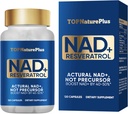 NAD+ Suplemento 1000 mg Puro Orgânico, Maior NAD+ Resveratrol Suplemento Max Absorção para Reparo de Energia e DNA, Defesa do Envelhecimento, Suporte de Função Cérebro, 120 Cápsulas