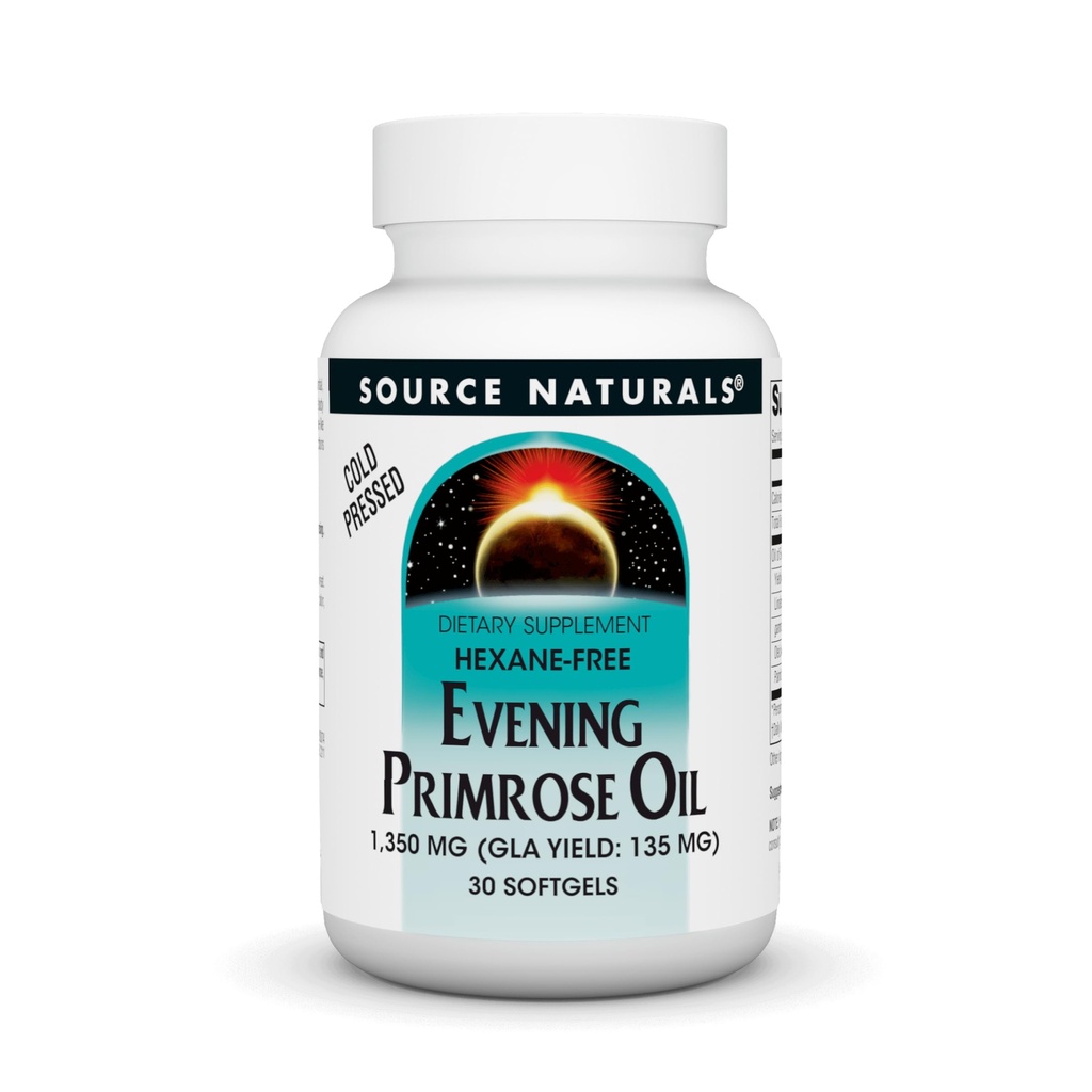 Fonte Naturals Evening Primrose Oil - Hexane-Free - 1350mg - GLA Rendimento: 135 mg - Frio-Pressed - 30 Softgels