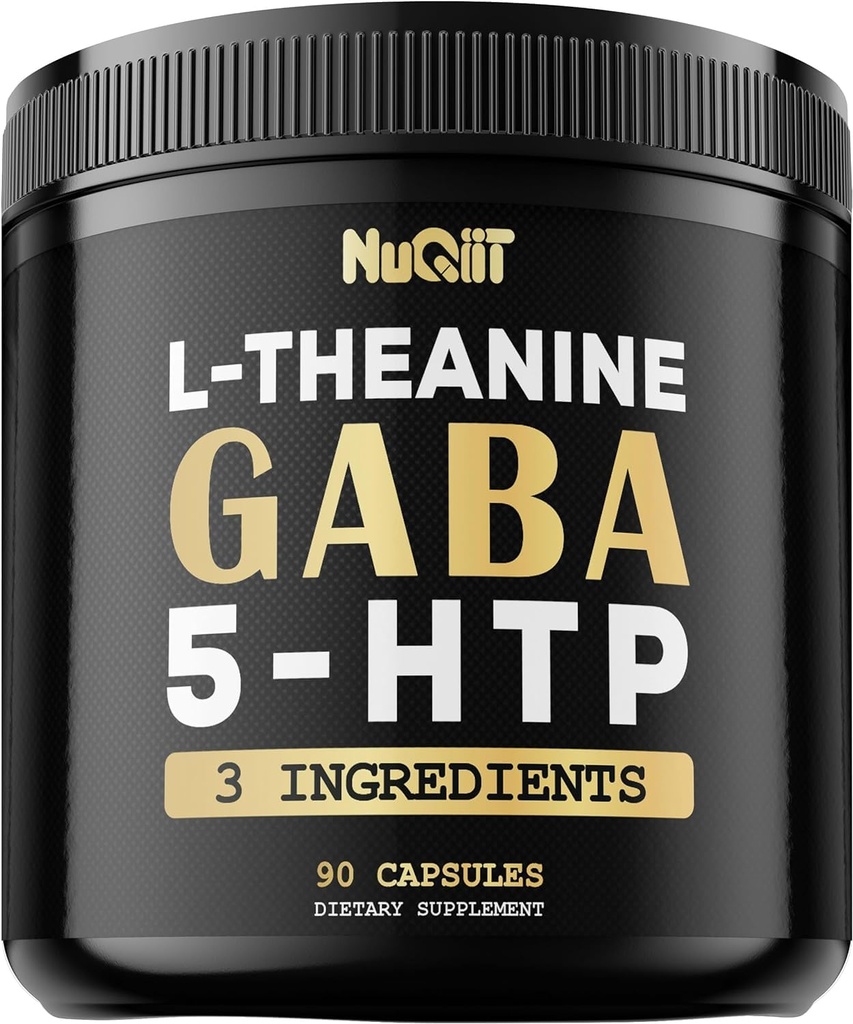 3in1 Suplementos GABA 750mg L-Teanina 200mg e 5-HTP (5-hidroxitriptofano) - Equivalente a 1000mg - Suporte Saúde do Cérebro, Concentração, Humidade Confortável - 90 Cápsulas