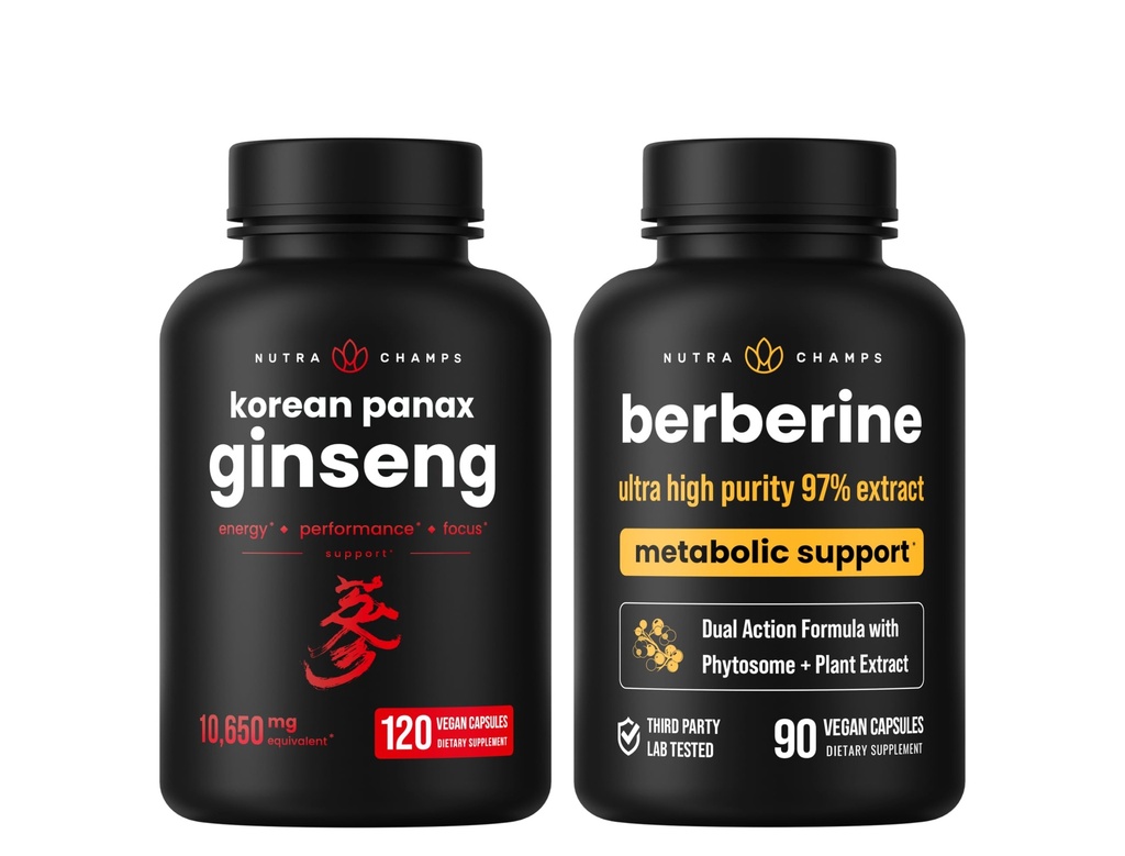 NutraChamps Energia e Suporte Metabólico: Ginseng & Berberine Duo