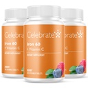 Celebrar Suplemento de Ferro Vitaminas com 60mg de Ferro e Vitamina C – Mastigadores de Berry para Pacientes Bariátricos, Bypass gástrico & Suporte Gastrectomia de manga – 30 Comprimidos para Manutenção de Saúde Pós-Cirurgia