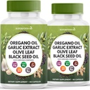 Superfood MD Oregano Oil, Garlic Extract, Olive Leaf, Black Seed Oil, Astragalus-Immune Support & Digestive Health Supplement for Women and Men- 120 Count