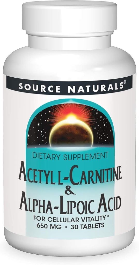 Fonte Naturals Acetil L-Carnitina e Ácido Alfa-Lipoico 650mg - 30 Comprimidos