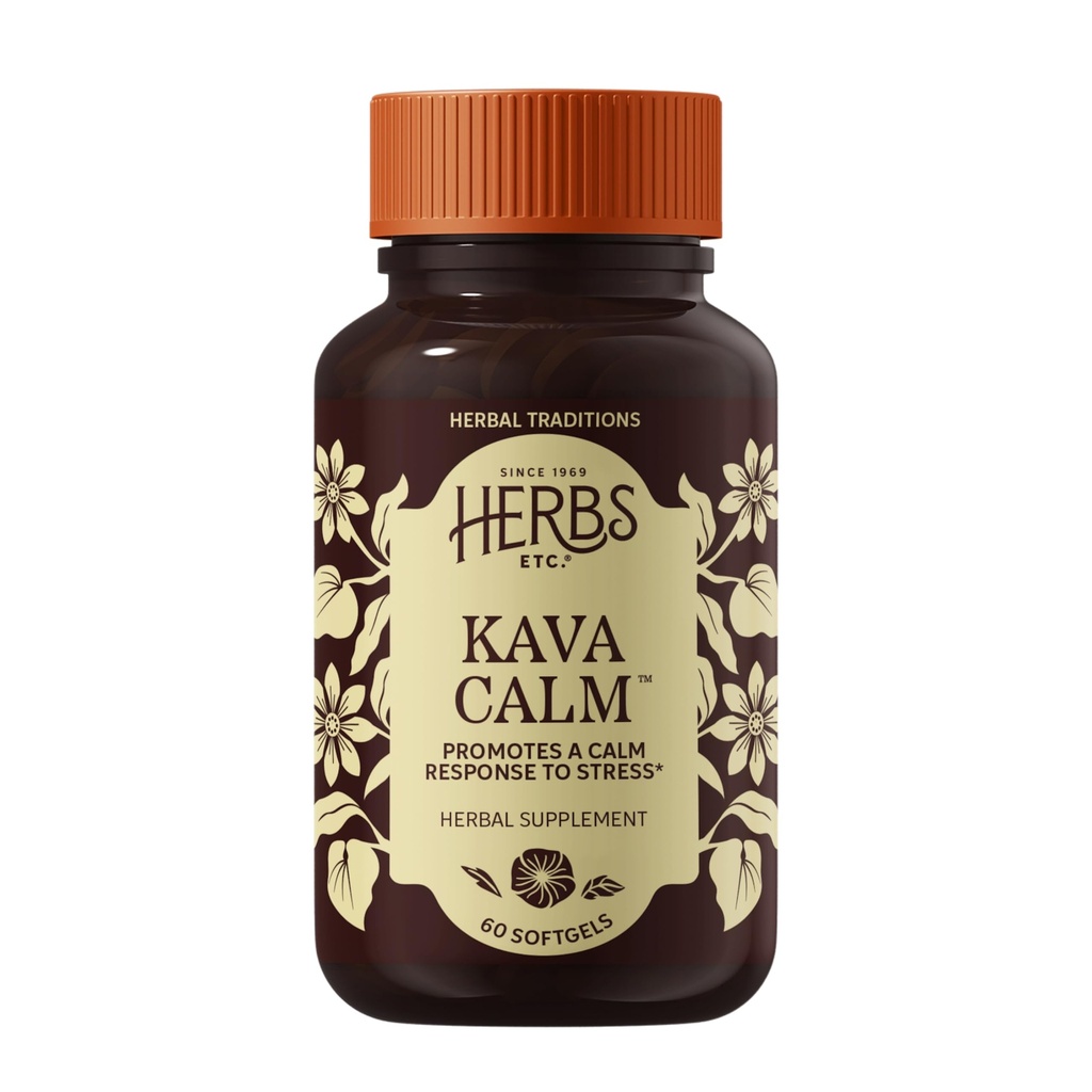 Herbs Etc. Kava Calm Complex - Suplemento de ervas para apoiar o relaxamento natural - Suporta sono descansado - Nerve calmante Suplemento - 60 Softgels (60 Servings)