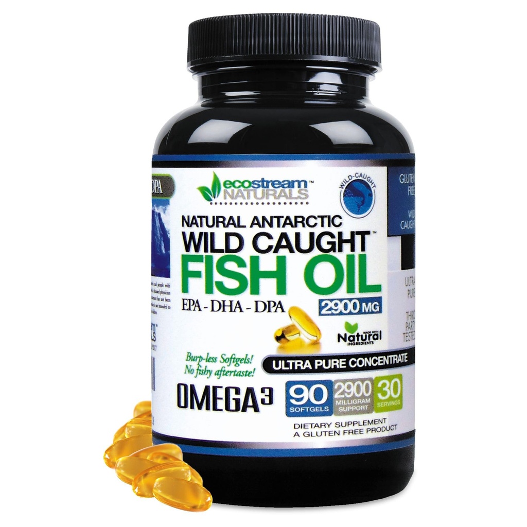 Wild Catch Omega 3 óleo de peixe DPA-EPA-DHA Suplemento 2,900 Milligrams - Agora com ainda mais DPA-EPA-DHA