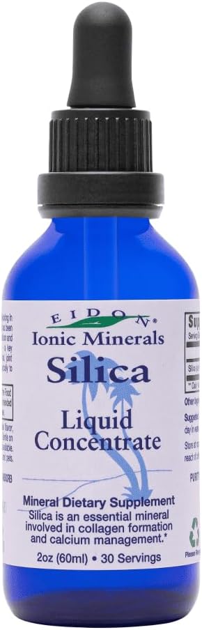 Eidon líquido Silica Concentrado mineral - Silica Supplement Drops para cabelos, pele e unhas, Suporta produção de colágeno, Ajuda a gerenciar cálcio, Sem açúcar adicionado - 2 oz