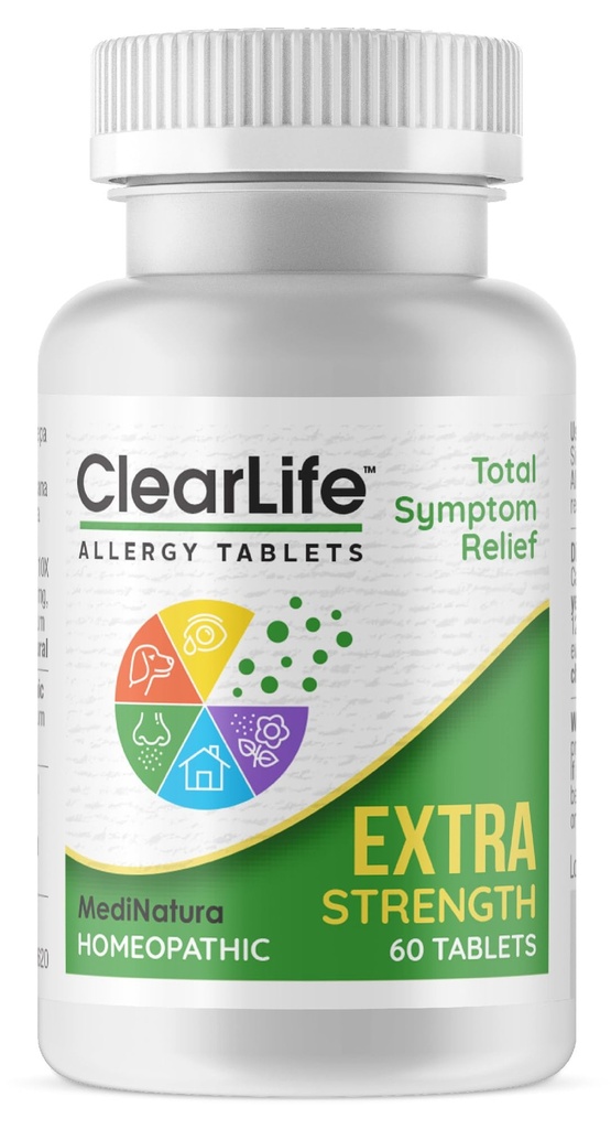 ClearLife Força extra Multi-System Alergia Aliviando Remédio Homeopático - 15 Poderosos Ativos Fornecem Potente máxima congestão, coceira e alívio da pressão sinusal - Não-sonolento - 60 comprimidos