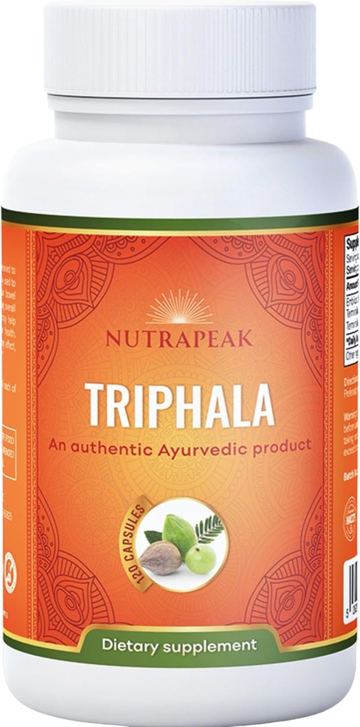 Triphala Cápsulas - 2000mg - Ayurvedic Triphala Guggulu mistura feita com Amla Haritaki Bibhitaki pó - 120 Cápsulas - Vegan Não-GMO soja Gluten grátis