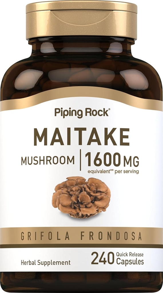 Piping Rock Maitake Mushroom Extract 1600mg 240 Cápsulas Suplemento de ervas Não-GMO, Glúten Grátis