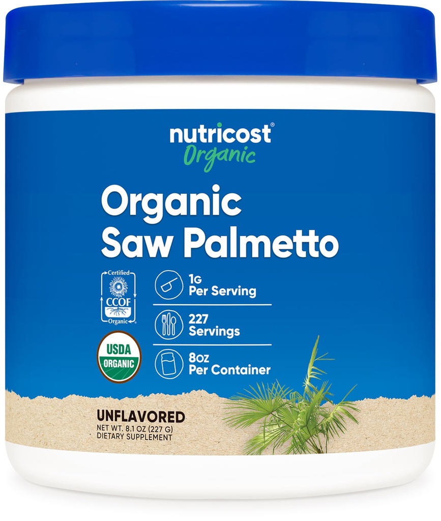 Nutricost Serra Orgânica Palmetto Pó 8 onças - USDA Serra Orgânica Palmetto, Gluten Free