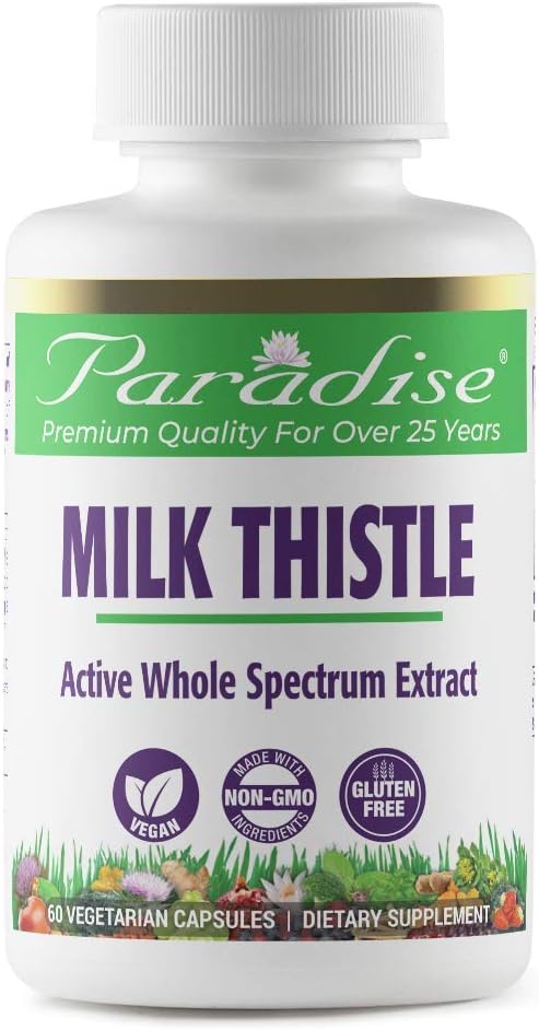 Paradise Herbs Milk Thistle 75:1 80% Cápsulas vegetarianas, 60 Contagem