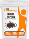 BulkSuplements.com Extrato de pimenta preta em pó - Suplementos de pimenta preta, suplementos de Piperine - Vegan & Gluten Grátis, 20mg por serviço, 100g (3,5 onças) (Pacote de 1)