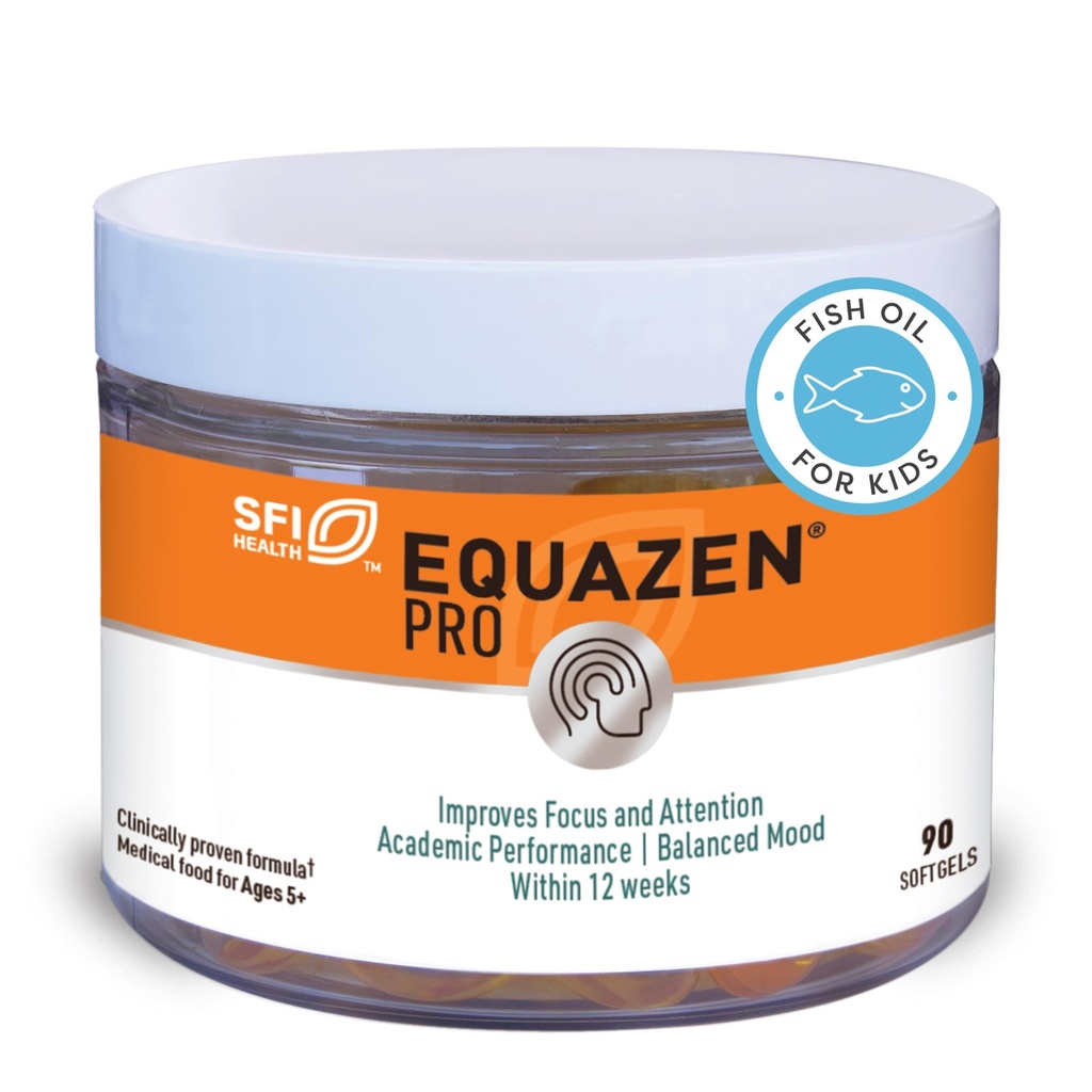 Equazen PRO Óleo de peixe para crianças - clinicamente testado para melhorar o foco, aprendizagem + comportamento em crianças, adolescentes - DHA/EPA Omega-3 + Omega-6 Suplemento para suporte ao cérebro * (90 Softgels / 30 Servings)