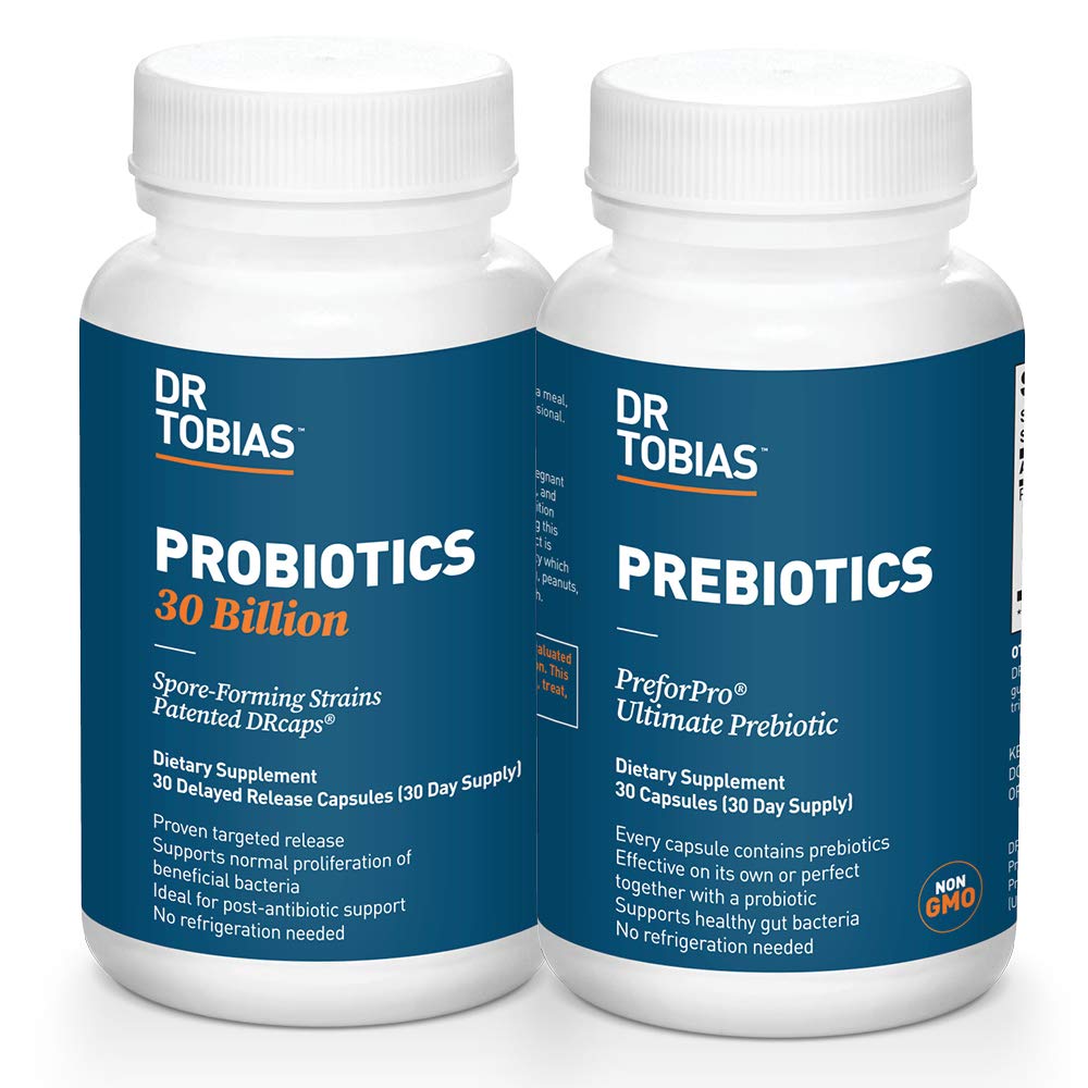 Dr. Tobias Probióticos 30 bilhões e prebióticos Suportando Digestion & Gut Saúde