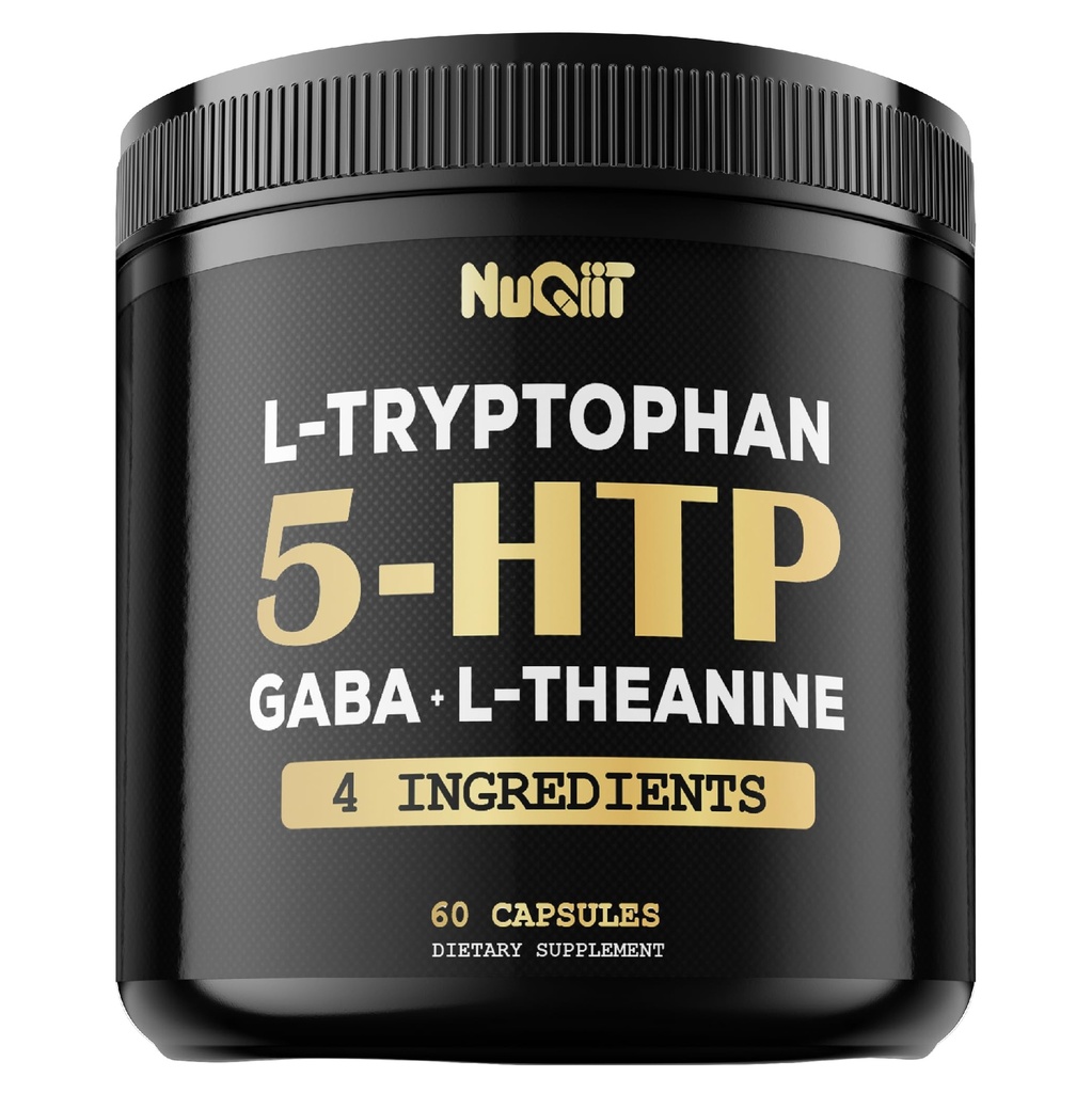 5 HTP 200mg GABA 500mg L-Teanina 200mg L-Triptofano 100mg Suplemento - Suporte Cérebro, Saúde Circulação, Concentração e Poço de Repouso - 60 Cápsulas para 1 Mês - 4in1 Premium Blend