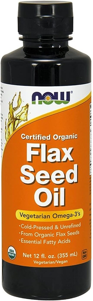 Óleo de Sementes de Linho 12 Oz ( Certified Organic Non GE ) - NOW Foods
