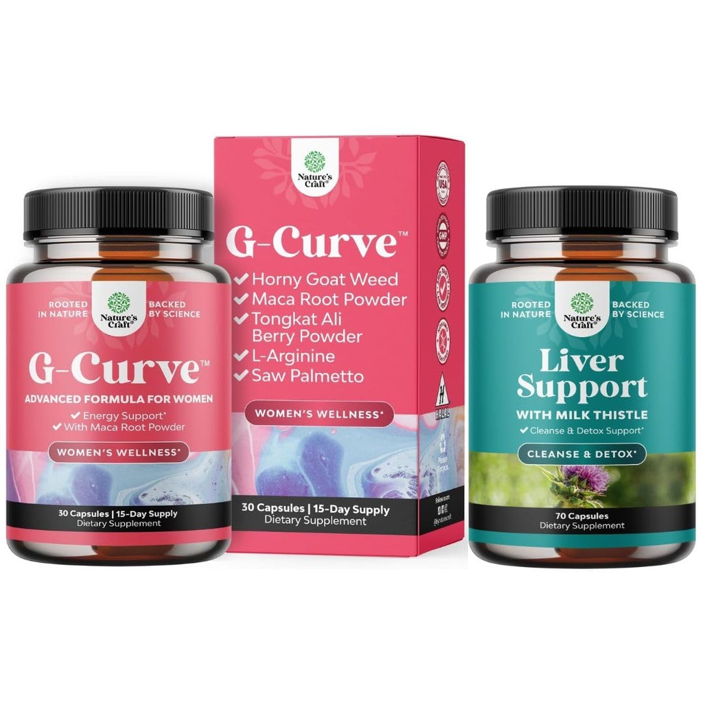Pacote de G Curve Horny Cabra Erva para Mulheres - Desempenho Energético Melhorado Mood e Herbal Fígado Suporte Leite Thistle Suplemento com Raíz Dandelion, Choline, Beetroot & Extrato de Alcachofra