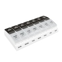 EZY DOSE Semanalmente (7-dia) Diariamente AM/PM Pill Case, Planeador de Medicina, Organizador de Vitaminas, Container Suplemento, Pequenos Compartimentos Pop-out, Projetado para viagens, 2 vezes por dia, preto e claro Lids