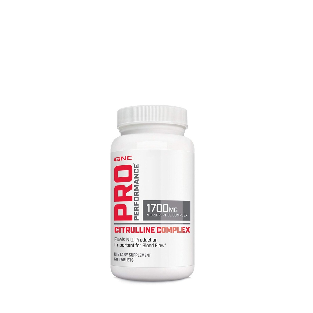 GNC Pro Performance Complexo de Citrulina 1700mg, 60 comprimidos, combustível Nitric Oxide Produção para fluxo de sangue saudável