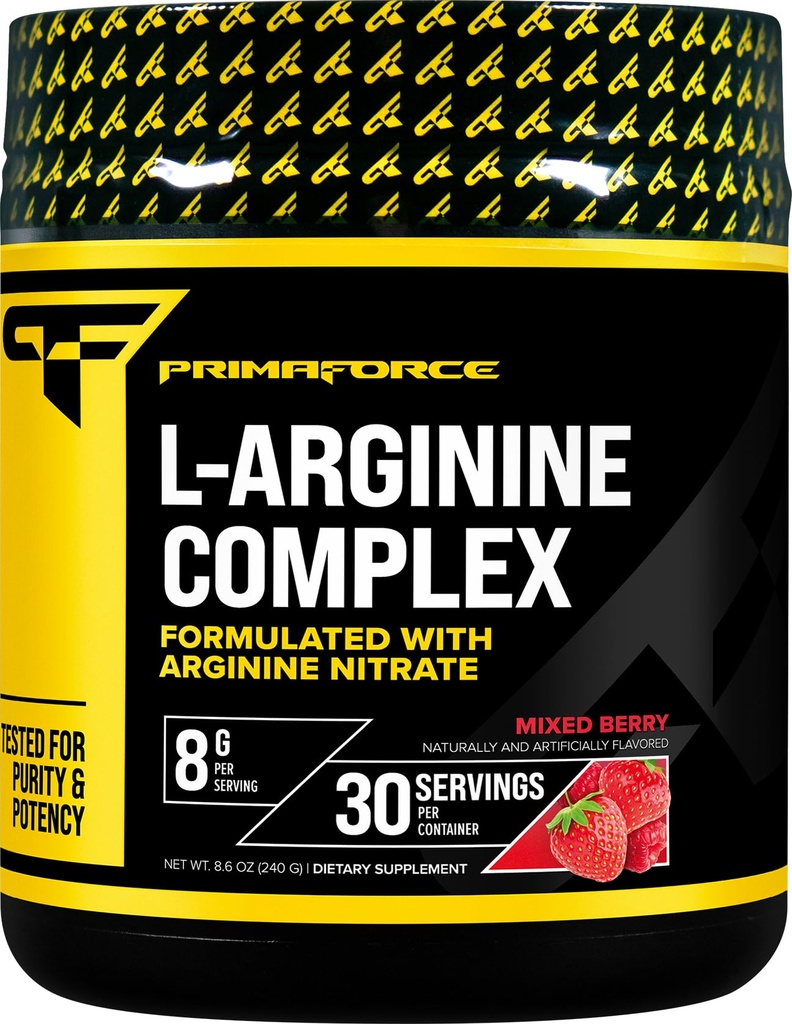Primaforce L-Arginine Pó Complexo (30 Servões por garrafa ) Poderoso suplemento de construção de proteína para ganhos máximos