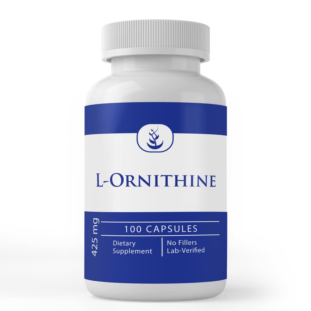 Ingredientes originais puros L-Ornitina, (100 cápsulas) sempre puro, sem aditivos ou enchimentos, laboratório verificado