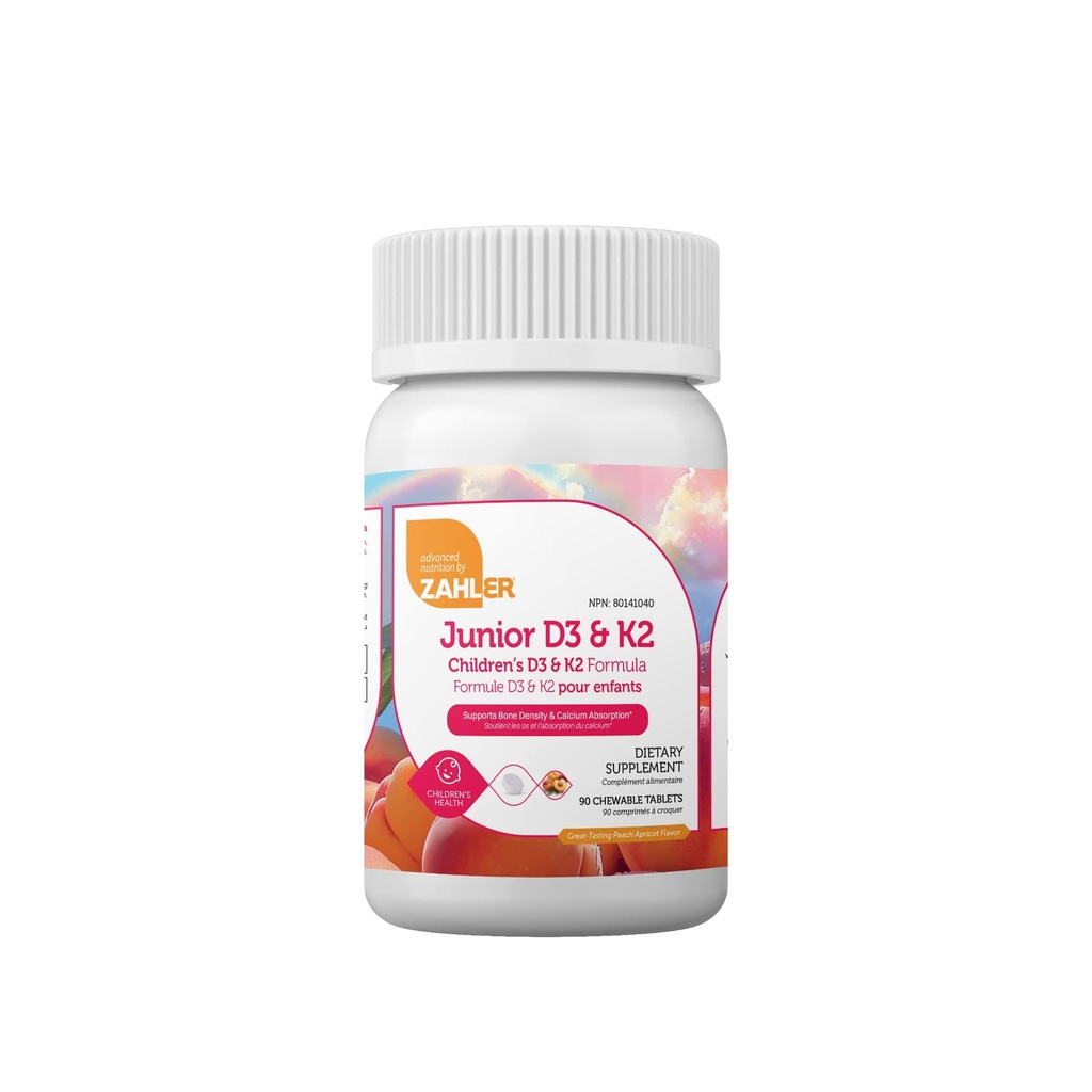 Zahler - Junior Vitamina D3 + K2 Comprimidos mastigáveis para crianças ; Vitamina D para crianças 2000 UI ; Delicious Vitamina D K2 Chews para apoiar ossos saudáveis e dentes - Kosher, menos açúcar do que chicletes (90 Conde)
